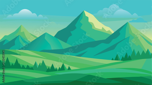 Lush mountains and serene valleys under a bright sky