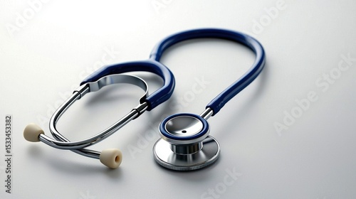 A blue stethoscope with a white background