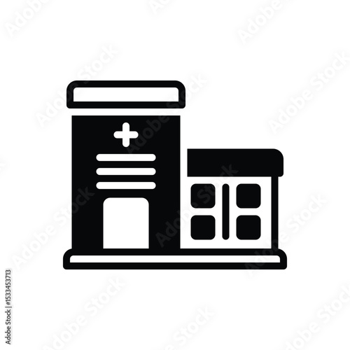 Black solid icon for clinic