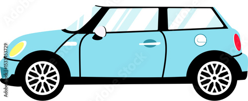 Stylish Light Blue Mini Cooper Car Vector