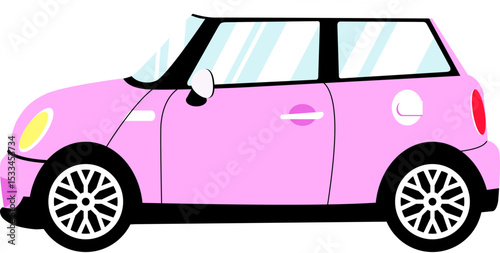 Cute Pink Mini Cooper Style Car Vector