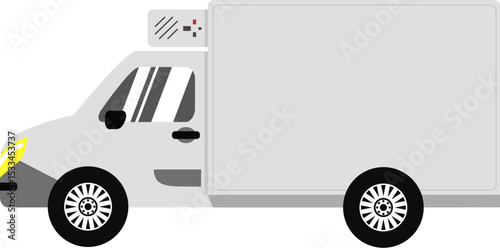 White Refrigerated Delivery Truck Vector Illustration