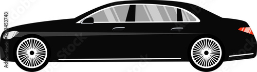 Luxurious Black Sedan Vector Illustration Isolated