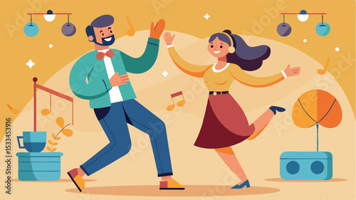 Couple enjoying a lively dance at a cheerful gathering