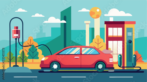 Electric vehicle charging station in a modern city park