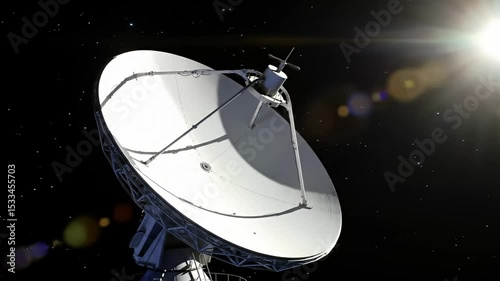 Satellite Dish Communicating with Space Antennas in Outer Space During Space Observation