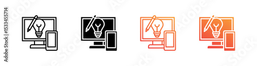 Responsive Design Multiple Style Icon Set Vector 