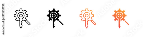 Keyword Optimization Multiple Style Icon Set Vector 