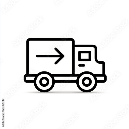 Delivery truck icon with arrow symbol showing shipping direction on white background
