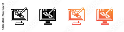 Backlinks Multiple Style Icon Set Vector 