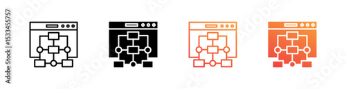 Sitemap Multiple Style Icon Set Vector 