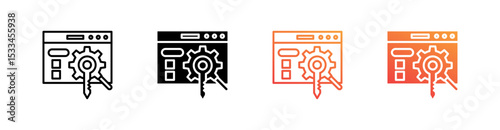 Search Engine Optimization Multiple Style Icon Set Vector 