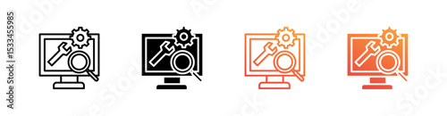 Technical Seo Multiple Style Icon Set Vector 