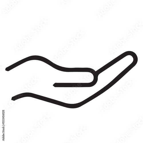 Open Hand Line Icon – Minimal Support, Care & Giving Symbol  