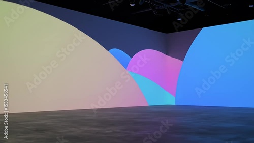 Abstract Light Display with Colorful Curves on Dark Background Dynamic Visual Art