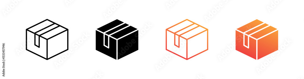 Fototapeta premium Box Multiple Style Icon Set Vector 