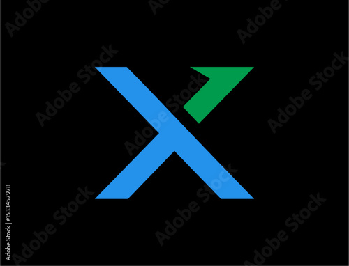 Abstract graphic design letter x with an upward arrow