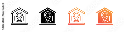 Local Multiple Style Icon Set Vector 