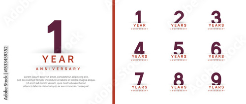 set of anniversary logo style. vector design purple color for celebration