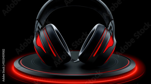 Isolated studio headphones in red or black, perfect for music and audio entertainment