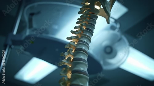 Medical Professional Demonstrating Human Spine Anatomy in Modern Clinic with Closeup Camera Work