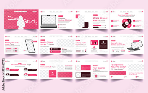 Minimal And Classic Case Study Booklet, Case Study Template | Business Case Study Booklet Layout with blue elements | Double Side Flyer Template, Case Study Website Landing Page Template
