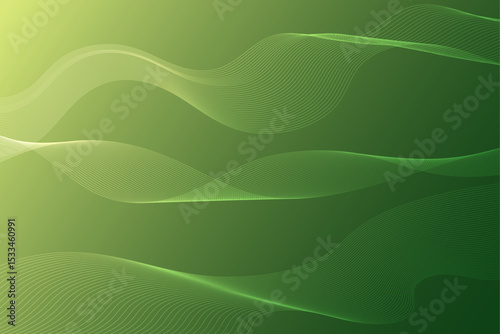 Dynamic flowing green and yellow lines create an abstract wave pattern, perfect for a modern digital art background or vibrant motion energy illustration