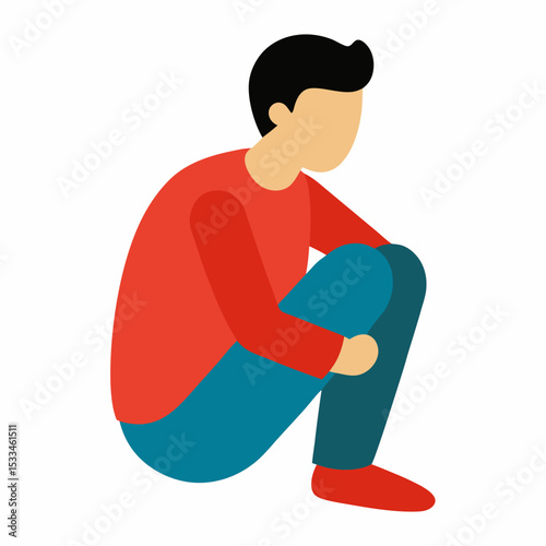 a man sits sadly vector illustration