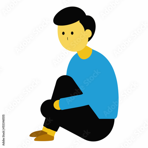 a man sits sadly vector illustration