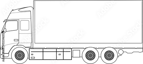 Outline Drawing of a Semi-Trailer Truck
