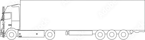 Long Semi-Trailer Truck Outline Drawing