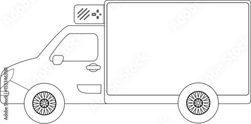 Refrigerated Box Truck Outline Drawing