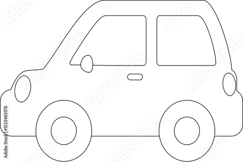 Simple Cartoon Car Outline for Coloring