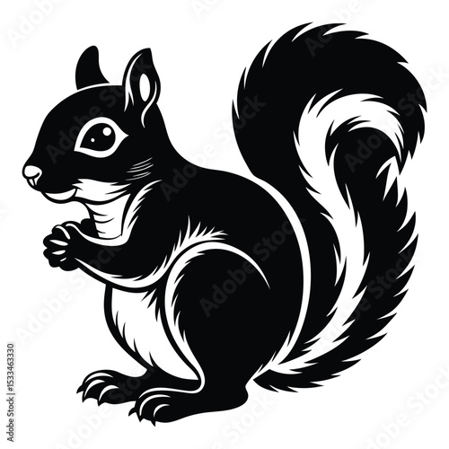 Cute black and white squirrel illustration