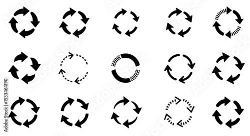 Collection of various arrow icons pointing right in different styles and orientations on white background