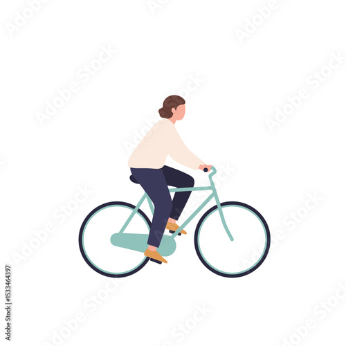 Woman Cycling Illustration: Urban Lifestyle and Eco-Friendly Transportation