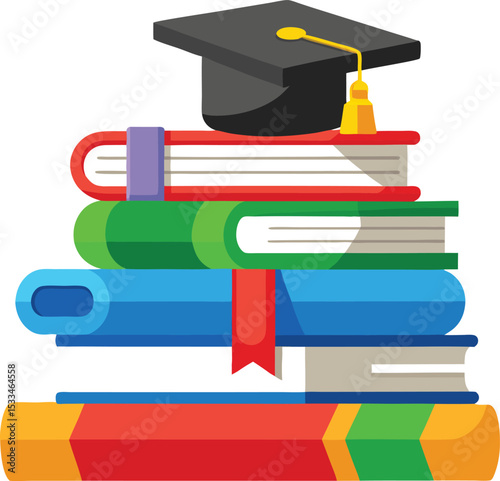 Stack of books with graduation cap education knowledge learning