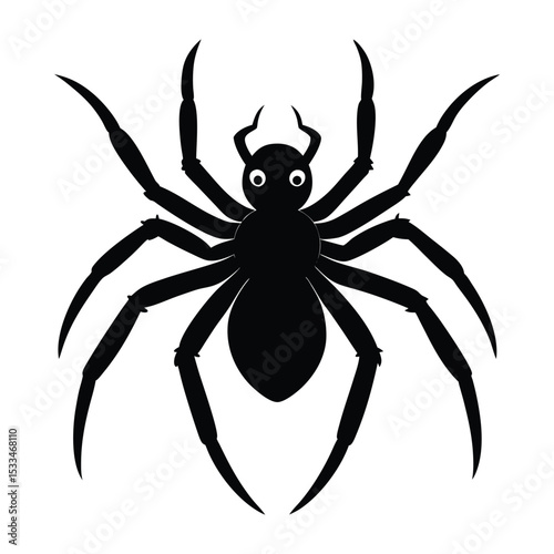 Cartoon black spider silhouette illustration