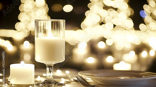 Two glasses of cold champagne with candles are isolated on white