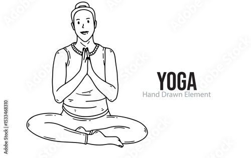 yoga exercise hand drawn vector. Black ink, line art, simple, fitness, health