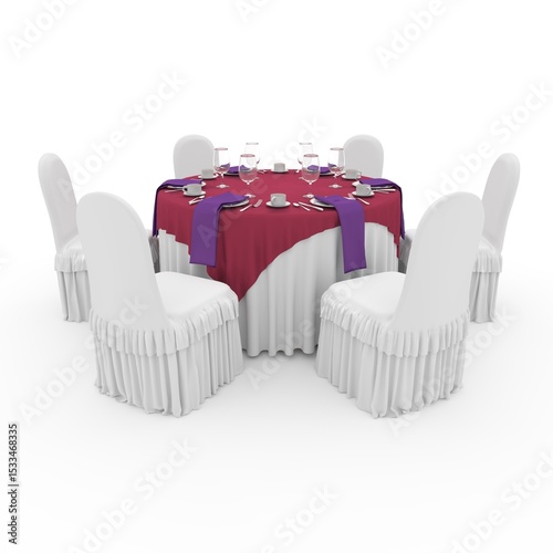 3d render Banquet Table and Chair design element Furniture