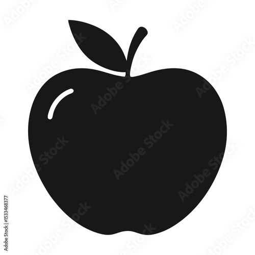 "Apple Fruit Silhouette Icon – Minimalist Black Apple Vector Design"

