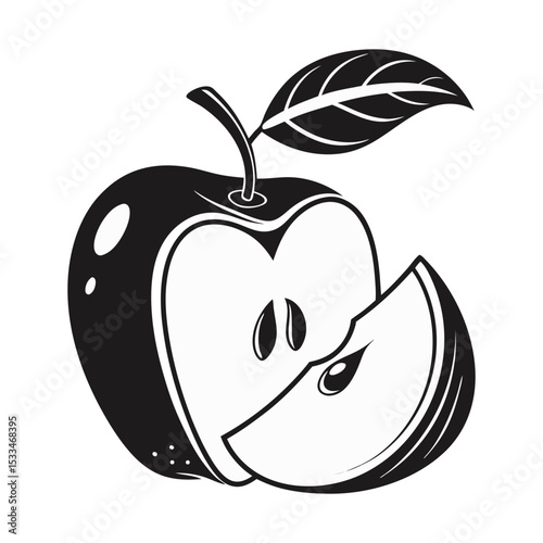 "Apple Fruit Silhouette Icon – Minimalist Black Apple Vector Design"

