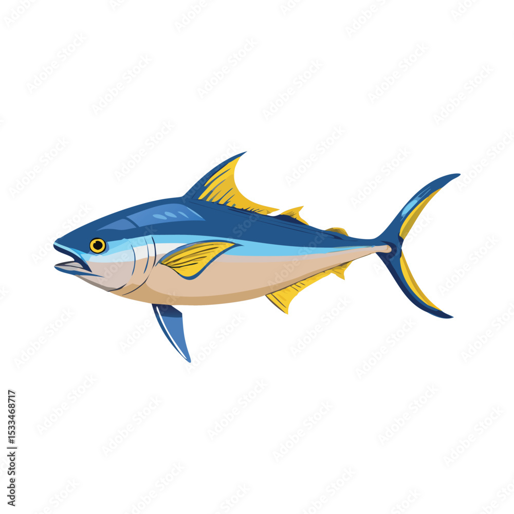 Obraz premium Vector illustration of a marine fish on a white background, perfect for seafood, fishing, or aquatic-themed designs