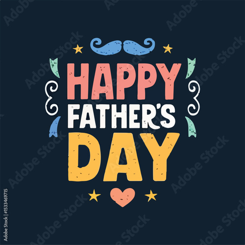 Happy Father's Day Greeting Card with Bow Tie and Leaf Art Design

