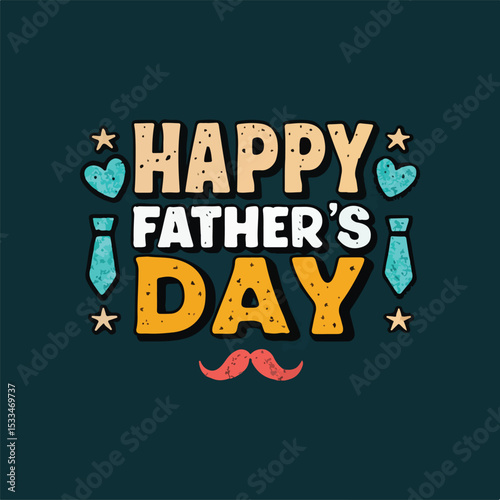 Happy Father's Day Greeting Card with Bow Tie and Leaf Art Design

