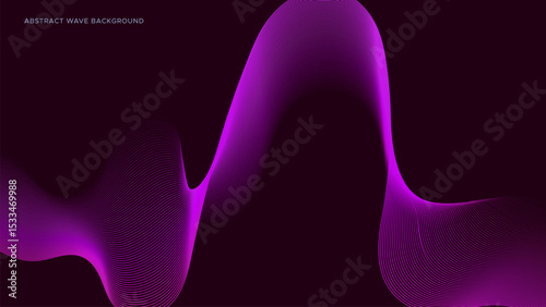 Dynamic purple wave line on dark blue abstract background. Futuristic technology concept 