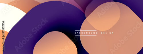 Abstract shapes overlap, creating gradient color transitions. Purple, orange, white hues blend smoothly. Modern design element.