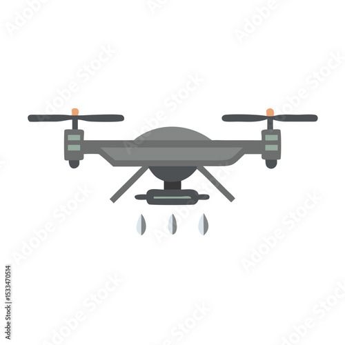 Simple Flat Style Drone with Liquid Drop Icon Illustration