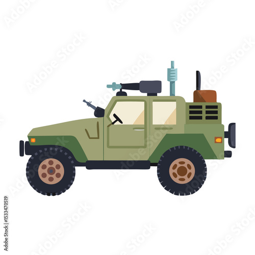 Flat Illustration Armored Military Vehicle Transportation and Mobility Element